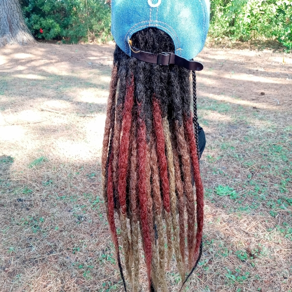 Black brown ombre dreadlock loc extension ponytail - Picture 5 of 9